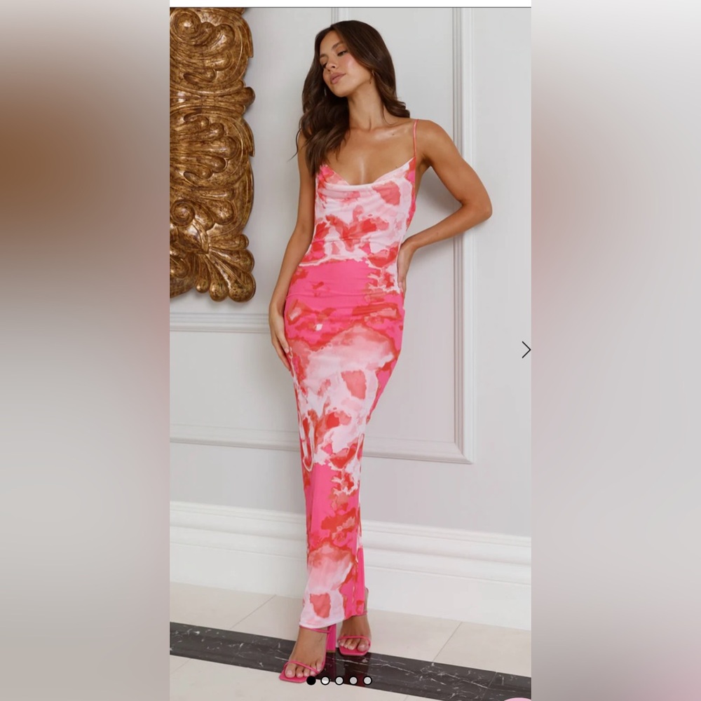 Hello Molly DANCE AND TEASE MESH MAXI DRESS PINK